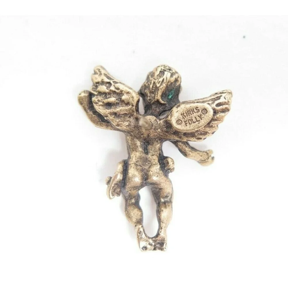 Vintage Designer Signed‎ KIRK'S FOLLY Gold Tone Angel Cherub Tie Tac Pin